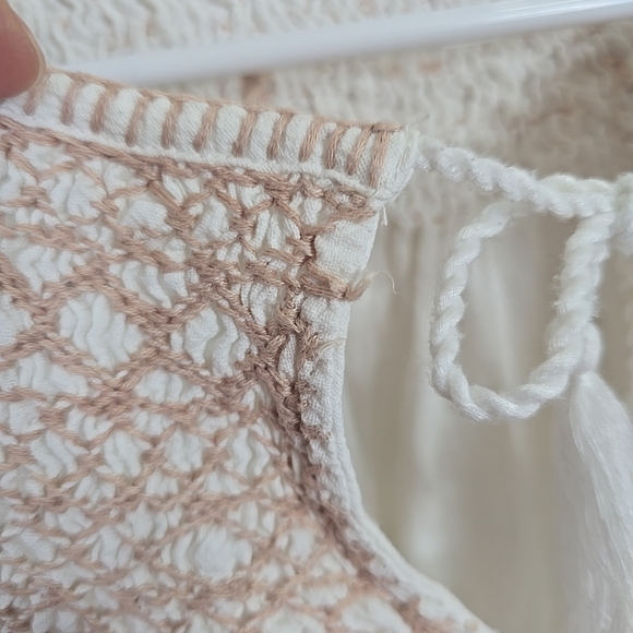 Faherty Laura Organic Cotton Blouse Top Embroidered XL - Picture 6 of 6